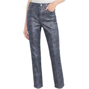 Express Slim Super HighRise Black Silver Metallic Blue Jeans Women's 12